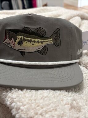 Gray Fishing Cap with Embroidered Bass - Unbranded
